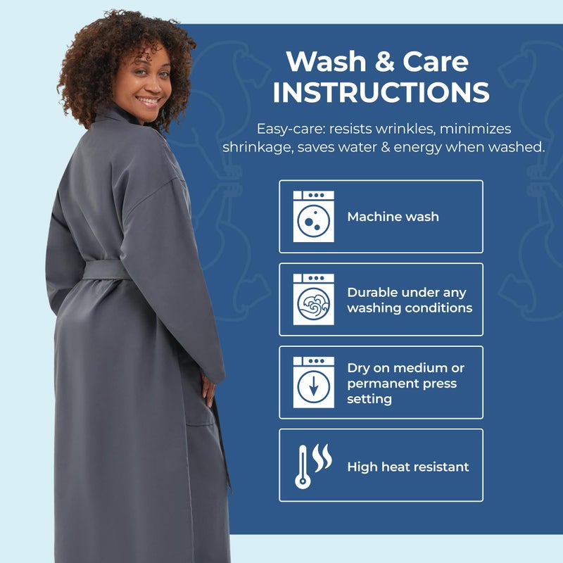 MONARCH Chamois Microfiber Shawl Hotel Robe for Men or Women â€“ Soft Lightweight Textured Fabric with Classic Kimono Design, Generously Sized Hotel & Spa Robe with Pockets â€“ Machine Washable - Image 5